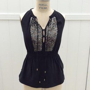 Altuzarra Beaded Silk Blouse Top, Size XS